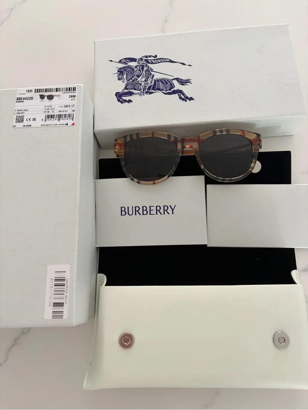 Burberry Authentic BE4432U Vintage Check Sunglasses Color 412287 New in Box